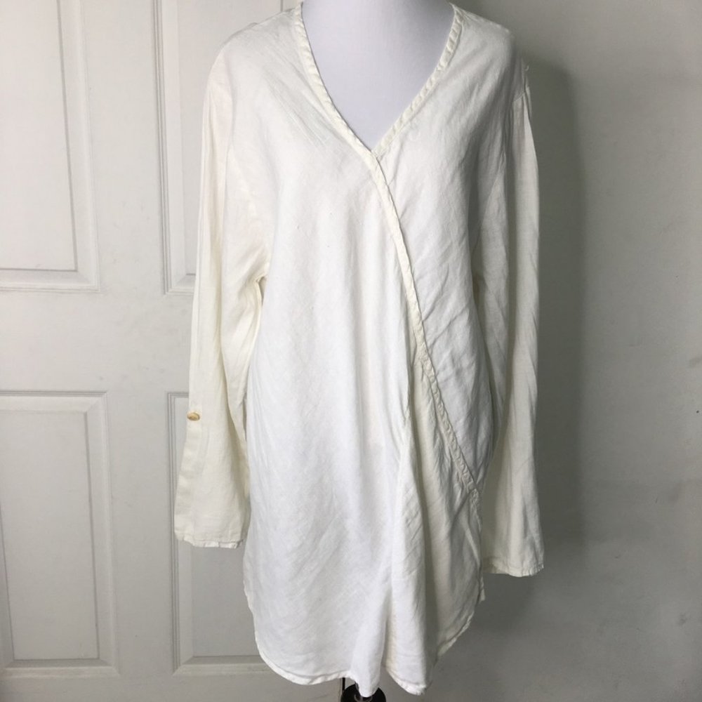 Flax Cream V-Neck Tunic Top